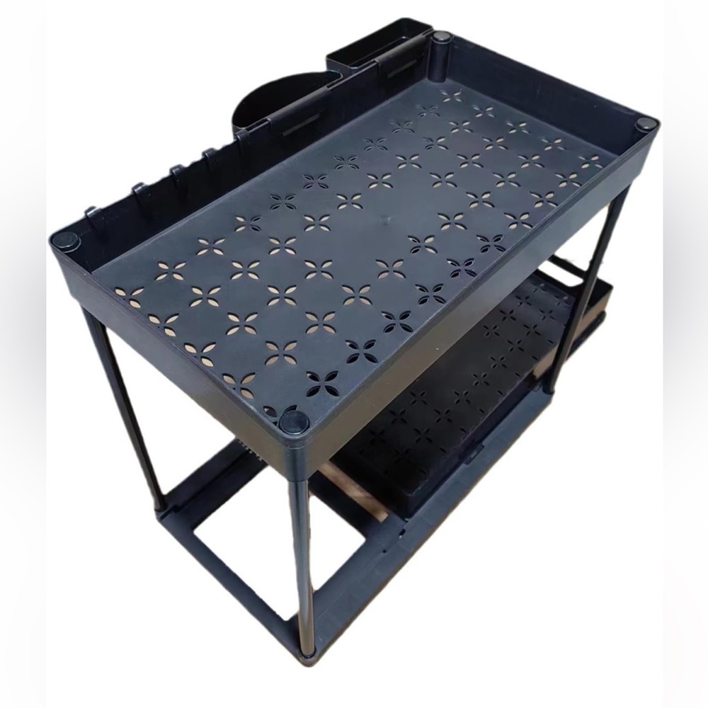 Pull-out Storage Rack‎ Under-cabinet Bathroom Kitchen Drawers Black Anti-skid